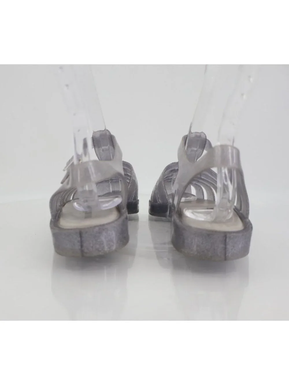 Mini Melissa Possession Glitter Girls Size 4 Silver Jelly Cage Sandal Buckle